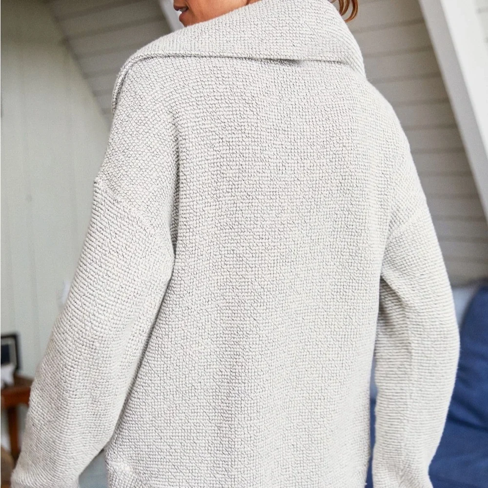 Sweaty Betty from Anthropologie, Restful Bouclé Half Zip in Gray/White, Sz SM - Picture 3 of 3